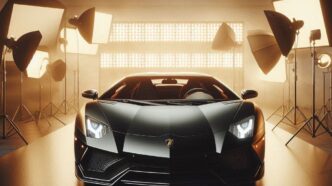 a car in a photo studio