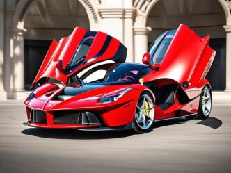 a red sports car with doors open