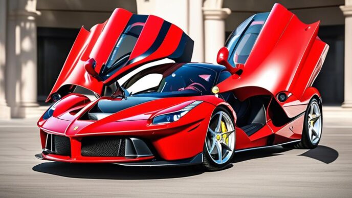 a red sports car with doors open